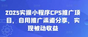 2025实操小程序CPS推广项目，自用推广渠道分享，实现被动收益-网站游戏源码-黑科技工具分享-www.0592tk.cn-厦门腾空互联