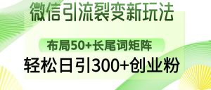 (14451期)微信引流裂变新玩法:布局50+长尾词矩阵,轻松日引300+创业粉-网站游戏源码-黑科技工具分享-www.0592tk.cn-厦门腾空互联