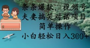 条条爆款，视频号夫妻搞笑对话项目，简单操作，小白轻松日入3张-网站游戏源码-黑科技工具分享-www.0592tk.cn-厦门腾空互联