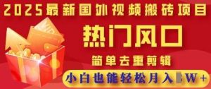 2025最新视频搬砖项目，热门风口，简单去重剪辑，小白也能轻松月入过W-网站游戏源码-黑科技工具分享-www.0592tk.cn-厦门腾空互联