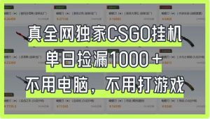 真全网独家CSGO挂机，单日捡漏1000+，不用电脑，不用养号-网站游戏源码-黑科技工具分享-www.0592tk.cn-厦门腾空互联