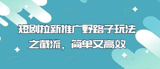 短剧拉新推广野路子玩法之截流，简单又高效-网站游戏源码-黑科技工具分享-www.0592tk.cn-厦门腾空互联