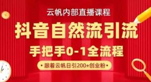 【云帆内部直播课】抖音最新自然模版引流玩法，单号单日引300+精准创业粉-网站游戏源码-黑科技工具分享-www.0592tk.cn-厦门腾空互联