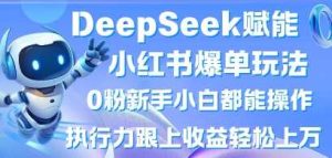 DeepSeek赋能小红书爆单玩法0粉新手小白都能操作，执行力跟上收益轻松上W，懒人勿做-网站游戏源码-黑科技工具分享-www.0592tk.cn-厦门腾空互联